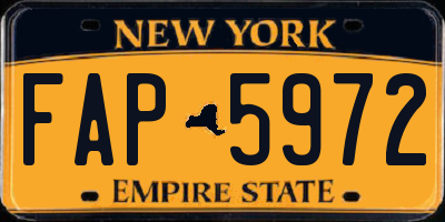 NY license plate FAP5972