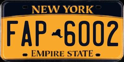 NY license plate FAP6002