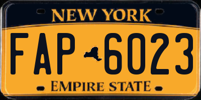 NY license plate FAP6023