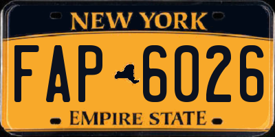 NY license plate FAP6026