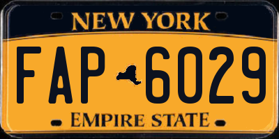 NY license plate FAP6029