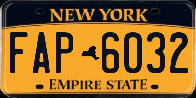 NY license plate FAP6032