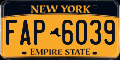 NY license plate FAP6039