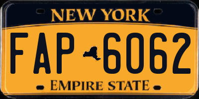 NY license plate FAP6062