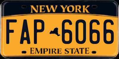 NY license plate FAP6066