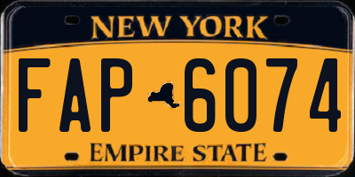 NY license plate FAP6074