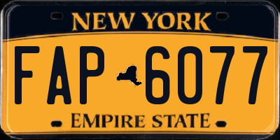 NY license plate FAP6077