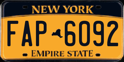 NY license plate FAP6092
