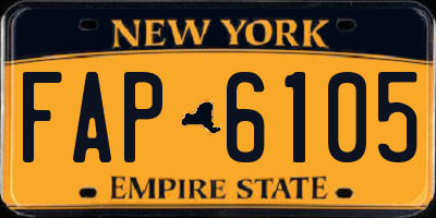 NY license plate FAP6105