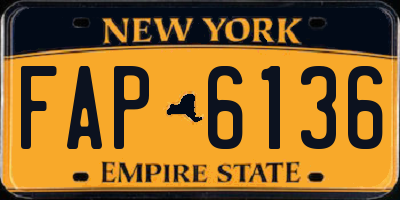 NY license plate FAP6136