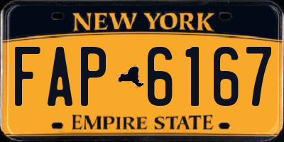 NY license plate FAP6167