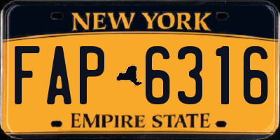 NY license plate FAP6316