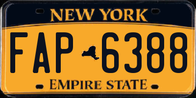 NY license plate FAP6388