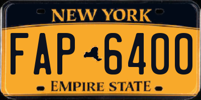 NY license plate FAP6400