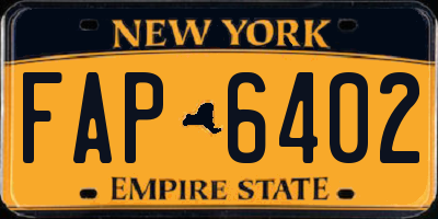 NY license plate FAP6402