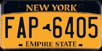 NY license plate FAP6405