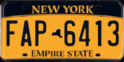 NY license plate FAP6413