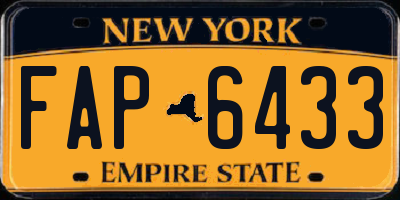 NY license plate FAP6433