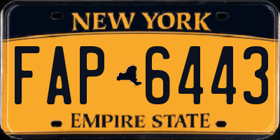 NY license plate FAP6443