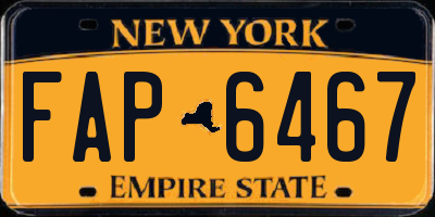 NY license plate FAP6467