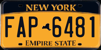 NY license plate FAP6481