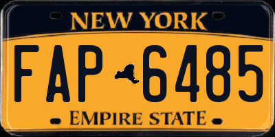 NY license plate FAP6485
