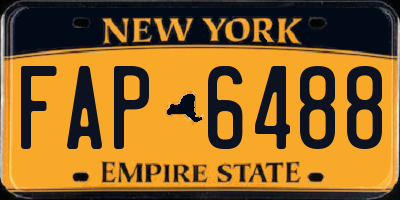 NY license plate FAP6488