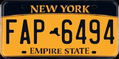 NY license plate FAP6494