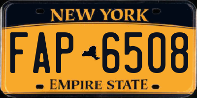 NY license plate FAP6508