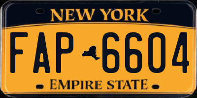 NY license plate FAP6604