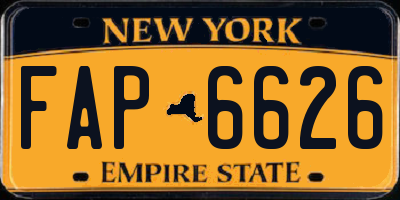 NY license plate FAP6626