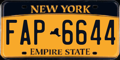NY license plate FAP6644