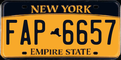 NY license plate FAP6657