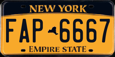 NY license plate FAP6667