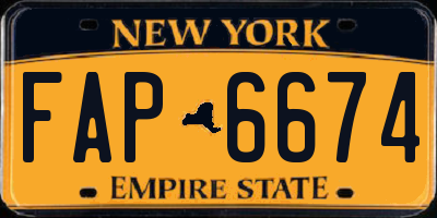 NY license plate FAP6674