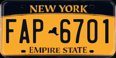 NY license plate FAP6701