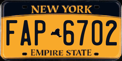 NY license plate FAP6702