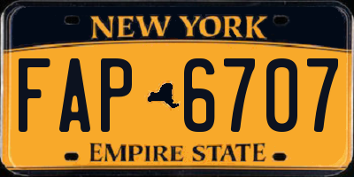 NY license plate FAP6707