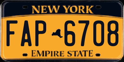 NY license plate FAP6708