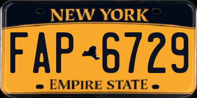 NY license plate FAP6729