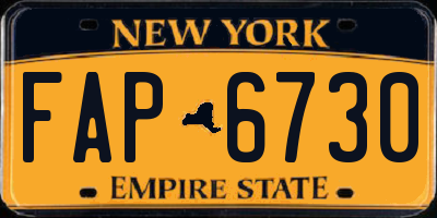 NY license plate FAP6730