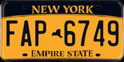 NY license plate FAP6749