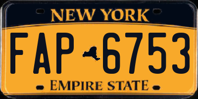 NY license plate FAP6753