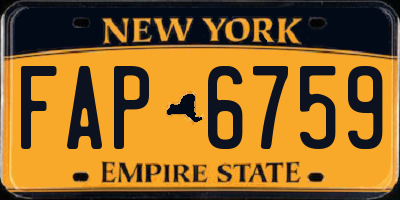 NY license plate FAP6759