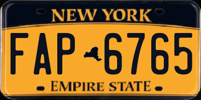 NY license plate FAP6765