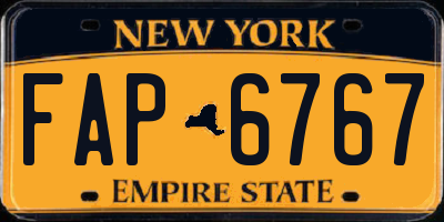 NY license plate FAP6767
