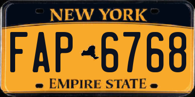 NY license plate FAP6768