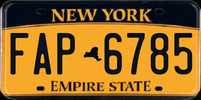 NY license plate FAP6785
