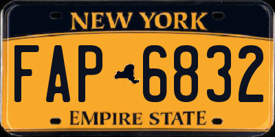NY license plate FAP6832