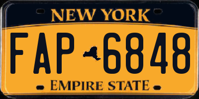 NY license plate FAP6848